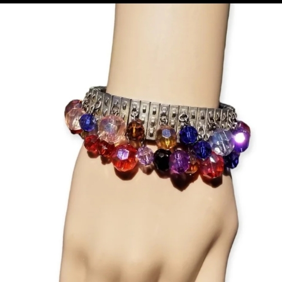 1950S CHA CHA COLORFUL BEAD CHARMED EXPANSION BRACELET - Picture 1 of 5